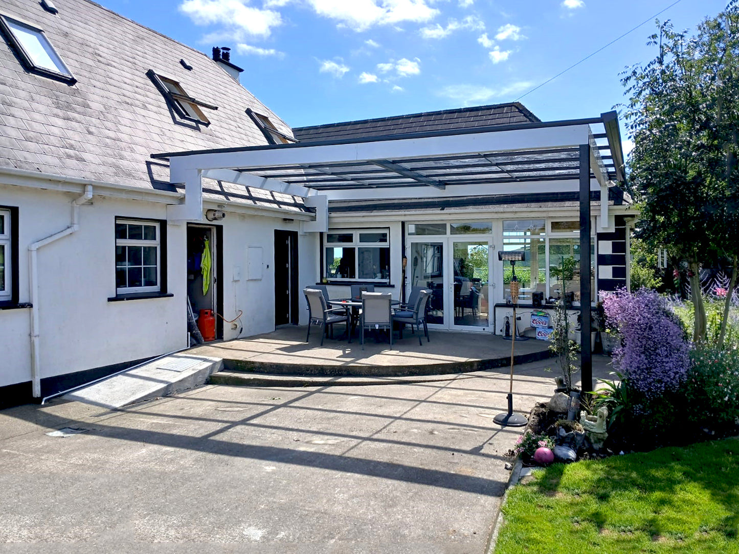 Installed aluminium canopy in Rochestown, Co Wexford