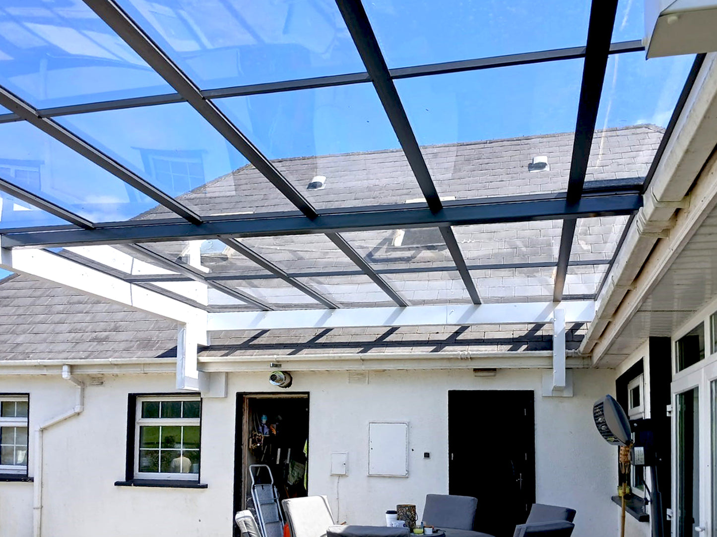 Installed aluminium canopy in Rochestown, Co Wexford