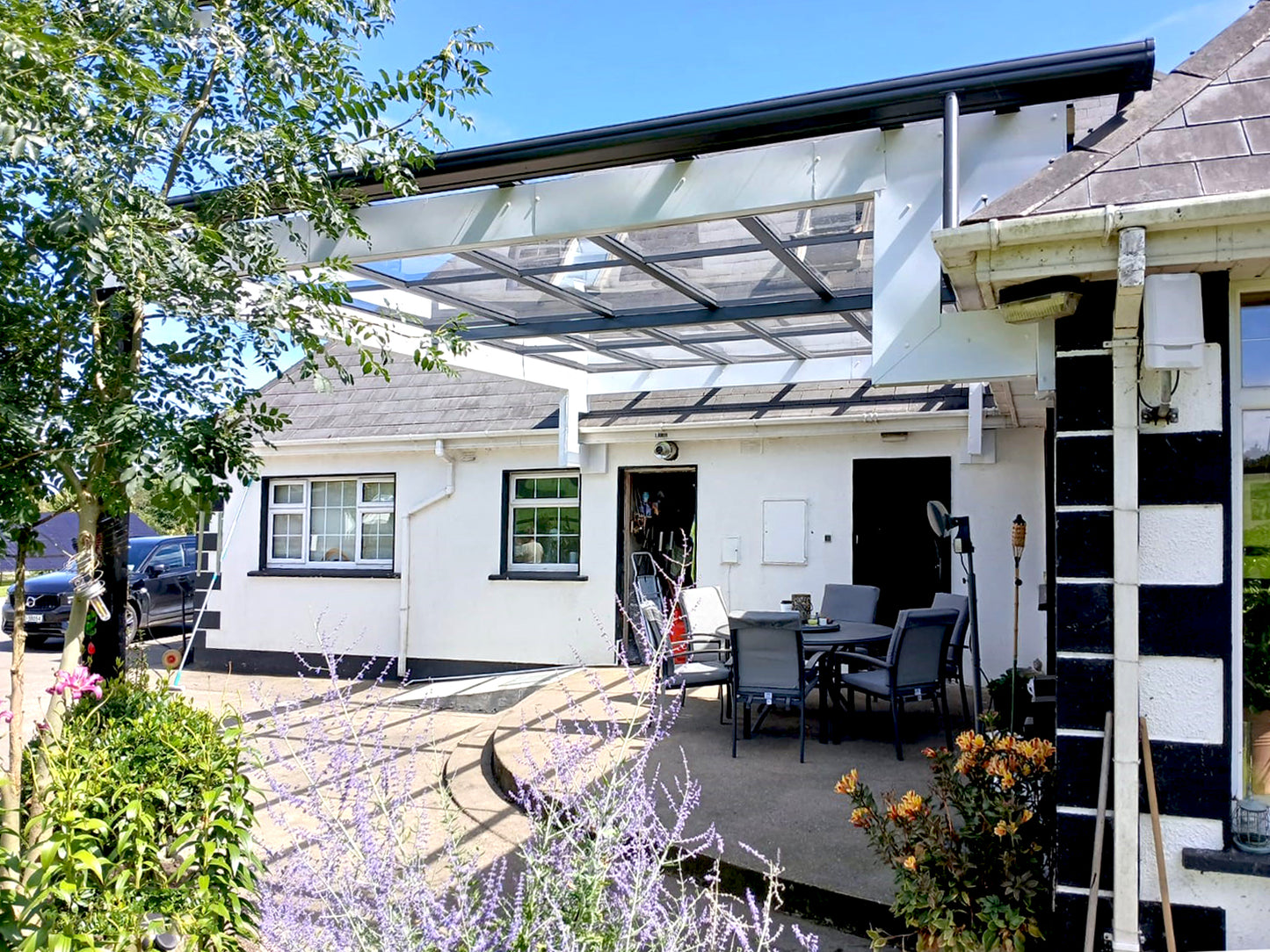 Installed aluminium canopy in Rochestown, Co Wexford