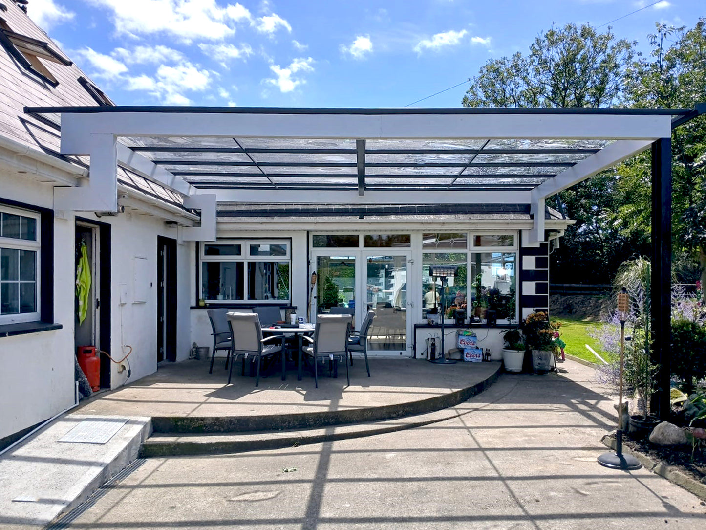 Installed aluminium canopy in Rochestown, Co Wexford